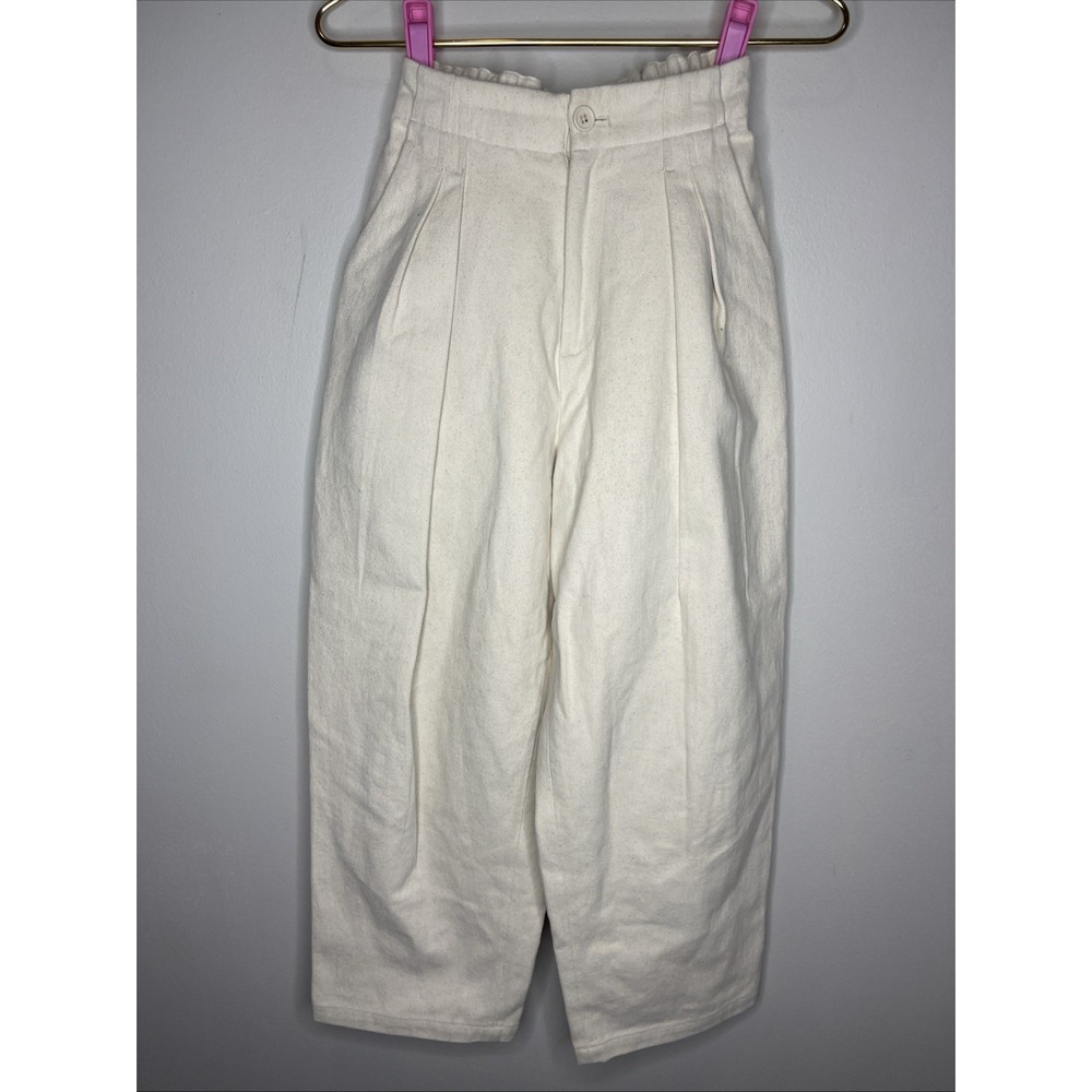 7115 by Szeki White Cotton Elastic Waist Pant XXS